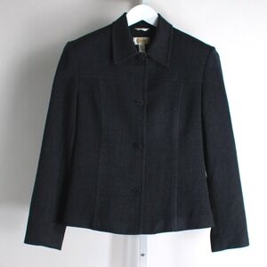 Talbots Wool Blend Stretch Blazer Jacket Women's Size 8‎ Gray vintage